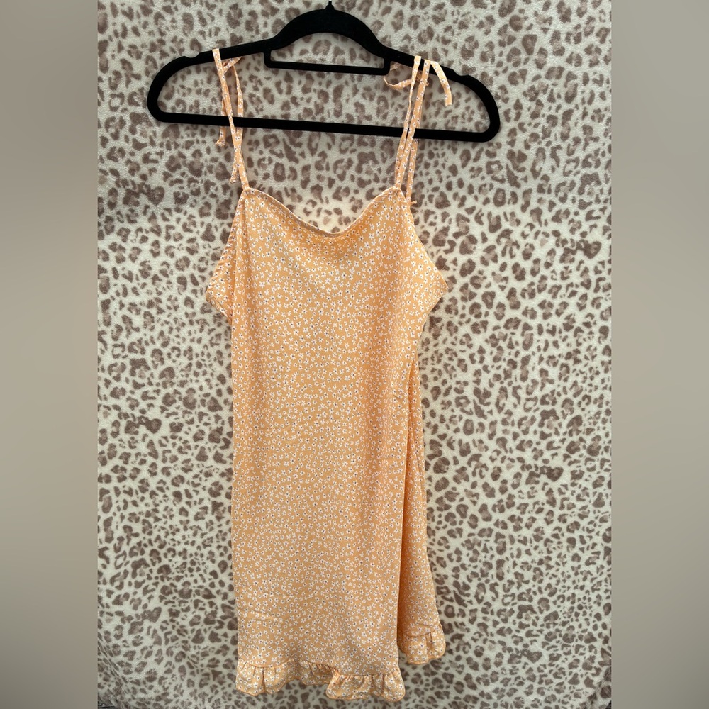 Altar’d State  Floral Tie Strap Mini Dress Size Medium Ruffle Hem Cottagecore